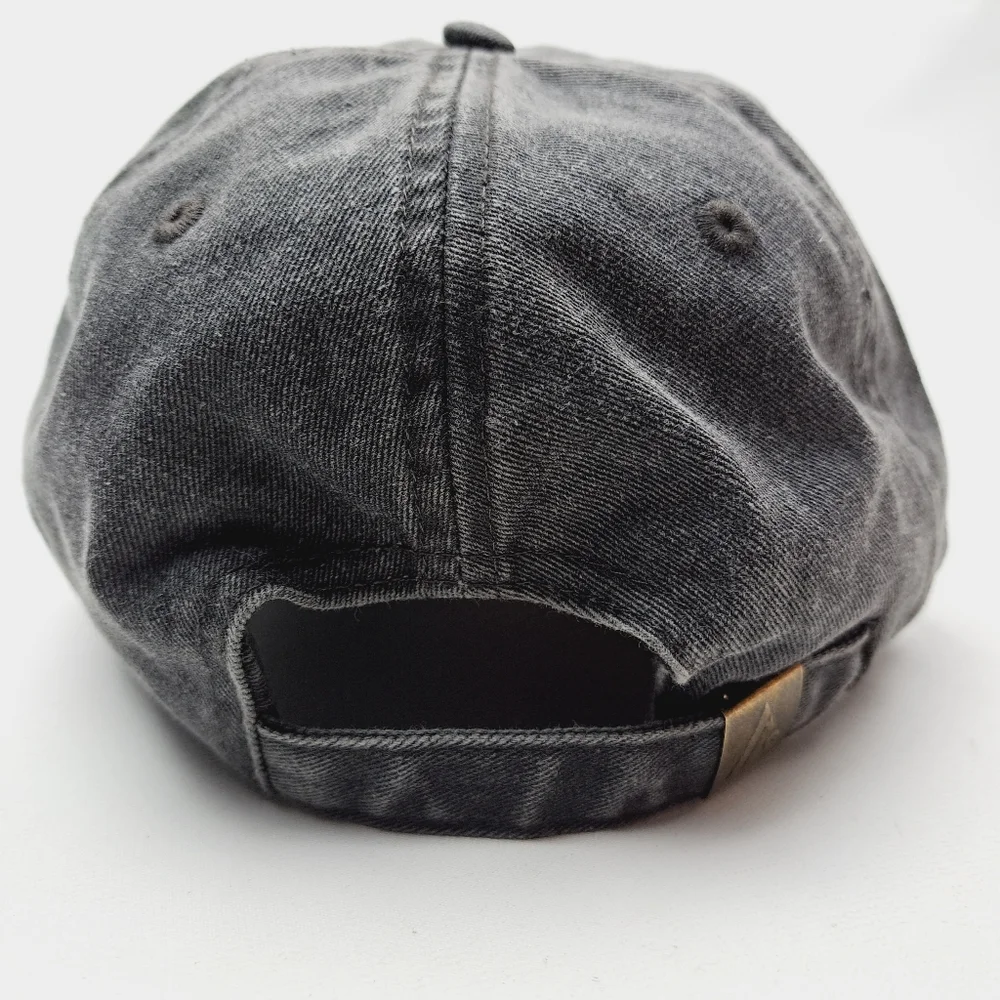 Yin Yang Flower Embroidered Relaxed Cotton Hat Cap Gray Washed Adjustable Women